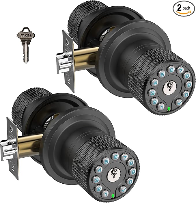 iulock Smart Door Knob with Keypad and Key, Keyless Entry Door Lock with Rubber by iulock