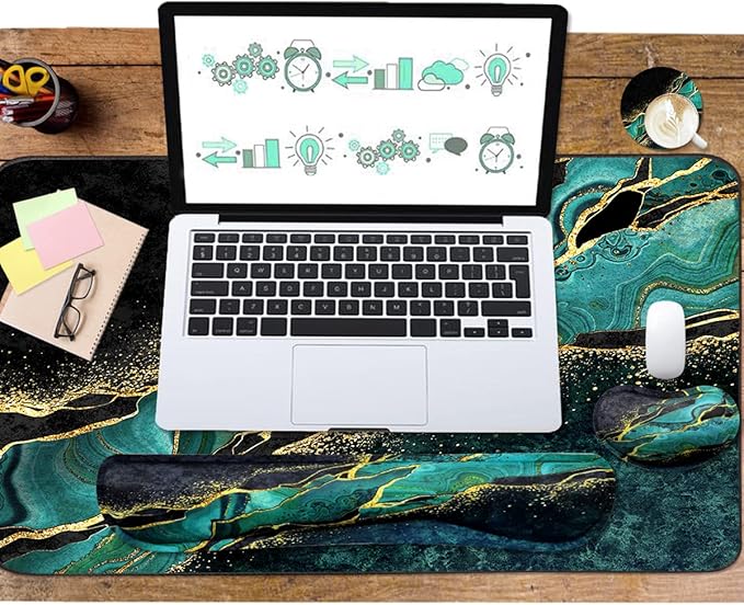 Keyboard Mouse Pad Set, Extended Mouse Pad+Keyboard Wrist Rest Support - Image 6