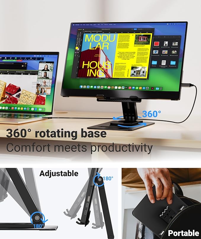 Ingnok Portable Monitor, Ultra Slim 15.6 Inch FHD IPS Laptop Screen Extender - Image 4
