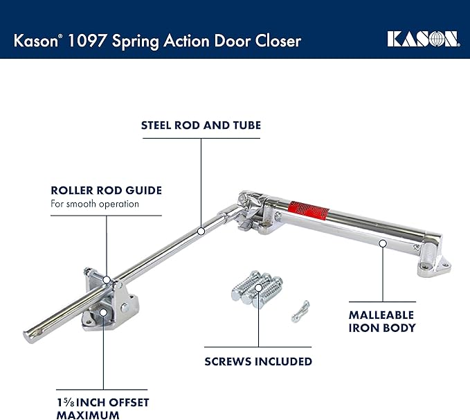 Kason 1097 Spring Action Door Closer, 1 5/8 Inch Offset, 11097000004 - Image 2