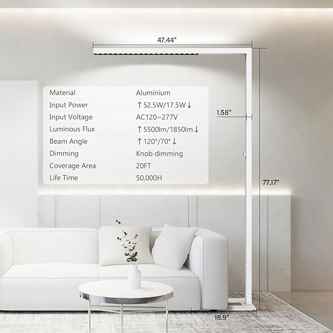 STERREN 77" LED Floor Lamp for Office, 7350LM Dimmable Eye-Care Standing Piano - Image 6