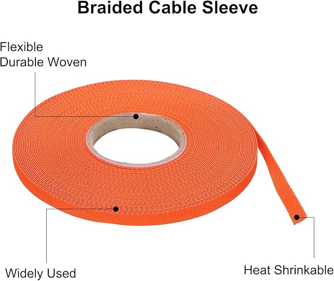 MECCANIXITY Braided Cable Sleeves Heat Shrinkable Fabric Sleeving, 1/4" 60ft - Image 4