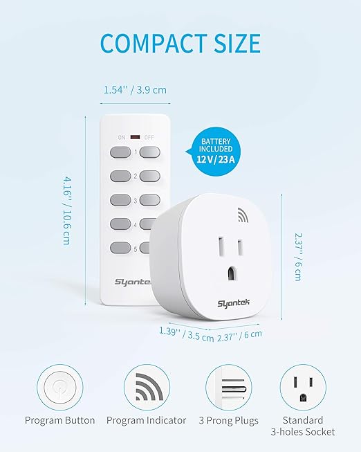 Syantek Remote Control Outlet Wireless Light Switch - Image 8