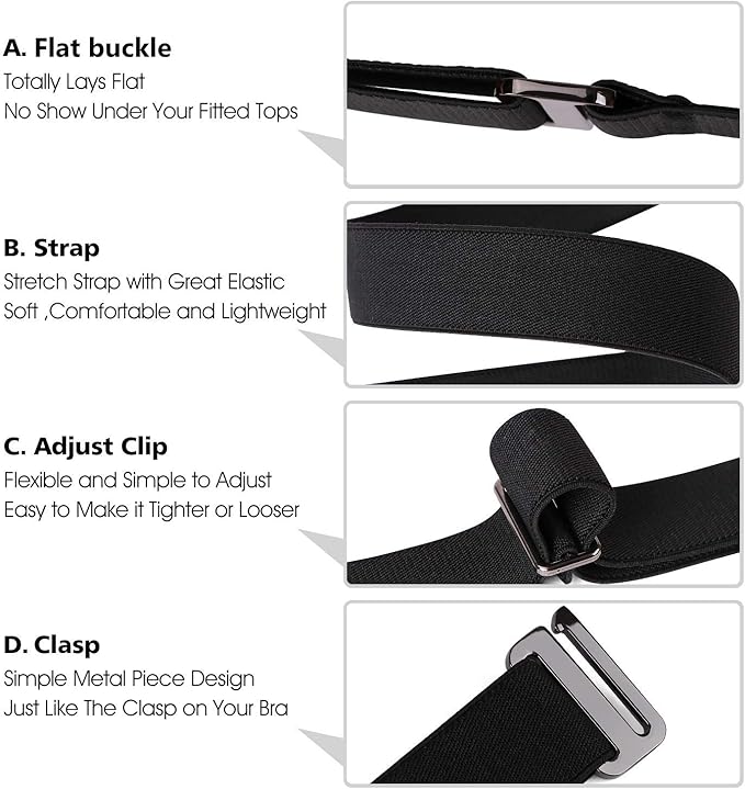 JASGOOD Women No Show Stretch Belt Elastic Web Strap Belt - Image 5