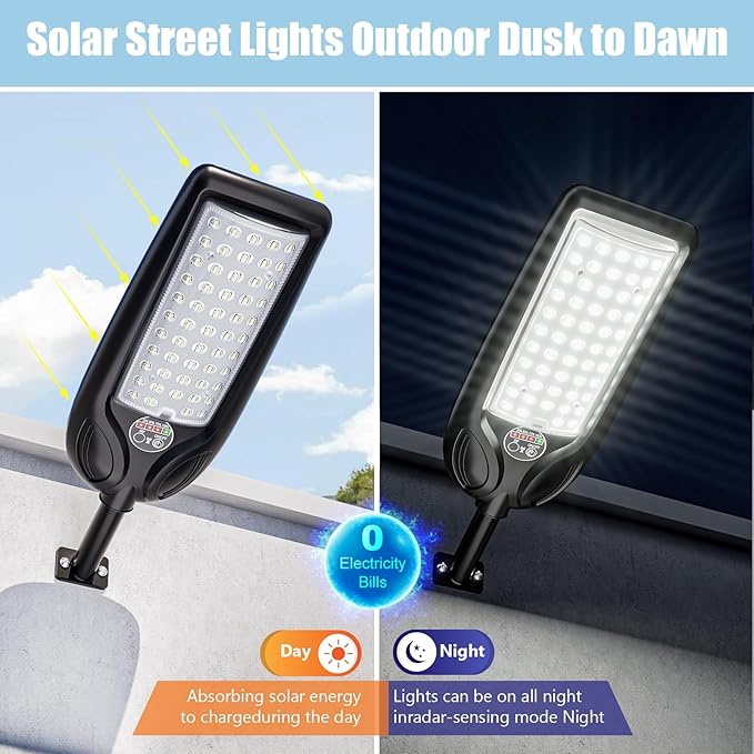 LAMPTEC Solar Street Lights Outdoor Waterproof, 30000LM Dusk to Dawn Solar - Image 8