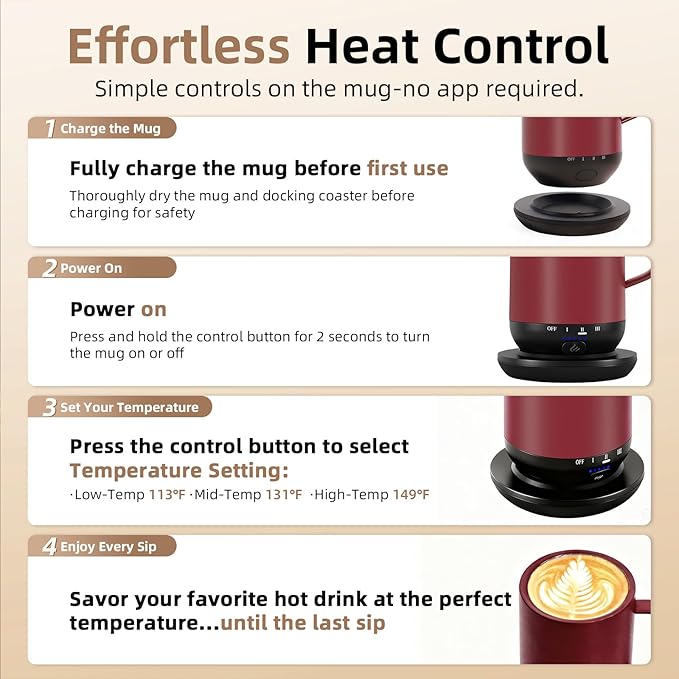 Self Heating Coffee Mug, High-Capacity- 18 oz, 180 Min Battery Life, Smart - Image 5