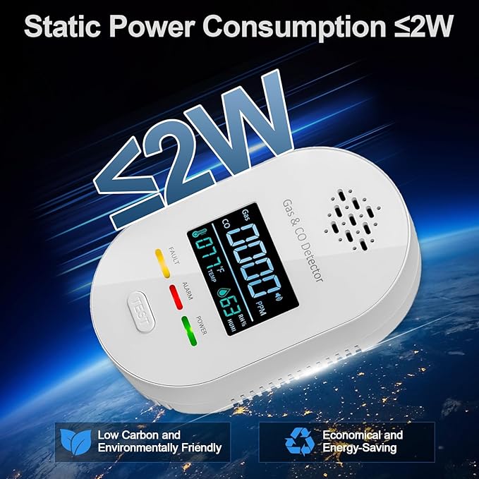 4-in-1 Natural Gas Leak Detector & Carbon Monoxide Detectors, Plug in CO and - Image 9