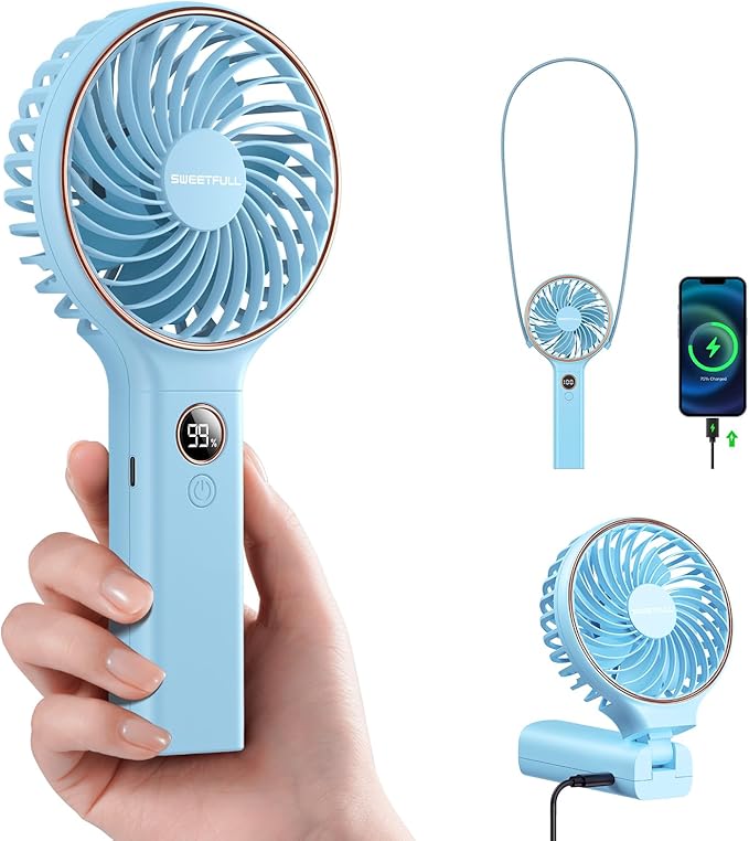 SWEETFULL Handheld Portable Fan, 5000mAh Rechargeable Battery, 6 Speed Wind by SweetFull%C2%AE