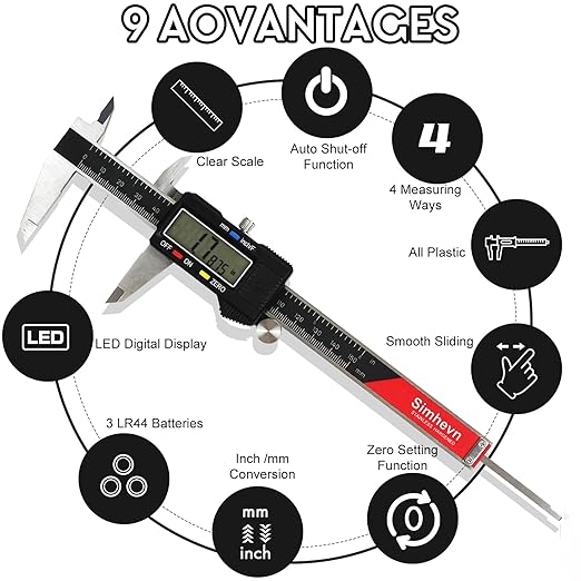 Simhevn Digital Caliper Measuring Tool, - Image 3