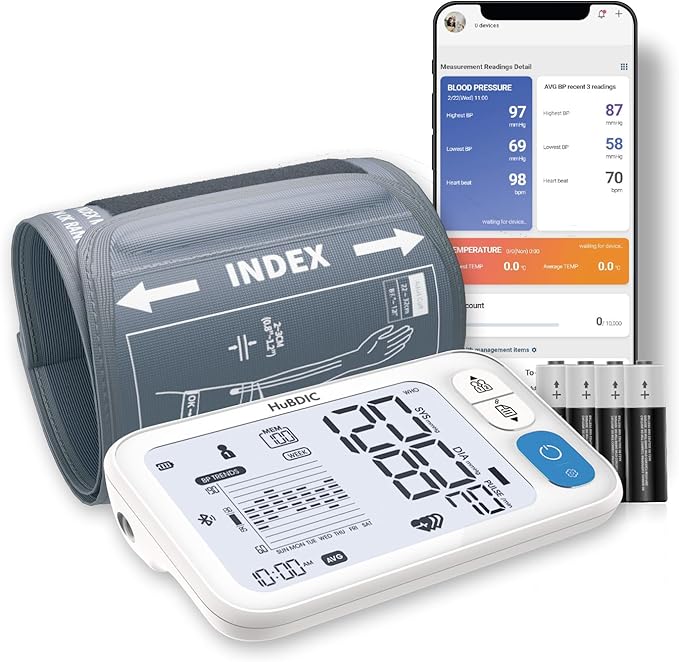 HuBDIC HubiCare Bluetooth Blood Pressure Monitor, Adjustable XL Large Cuff by HuBDIC