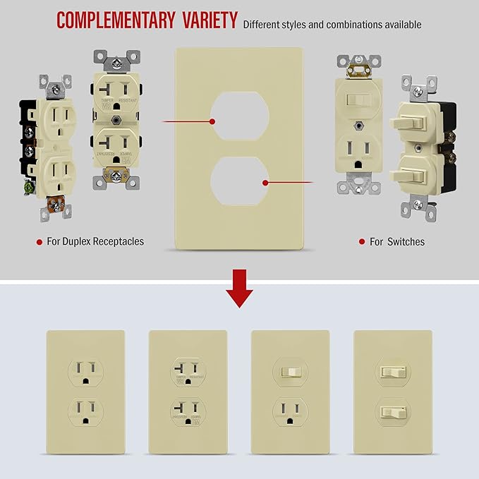 ENERLITES Screwless Duplex Wall Plates, Child Safe Receptacle Outlet Covers - Image 5