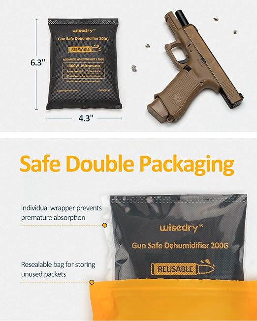 wisedry 200 Grams x 4 Packs Gun Safe Dehumidifier, Reusable Moisture Absorber - Image 7
