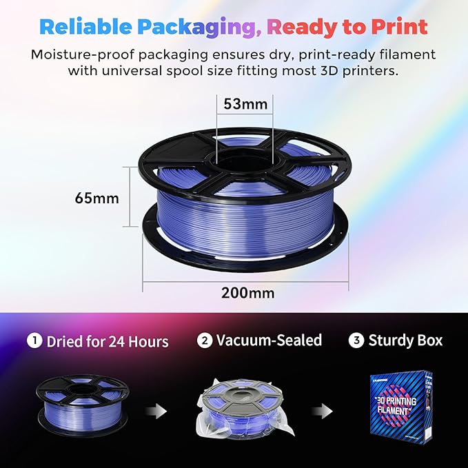 FLASHFORGE Silk PLA Filament 1.75mm Violet, 3D Printer Filament 1kg Spool - Image 7
