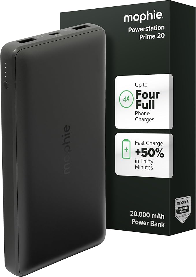 Mophie Powerstation Slim 20, 000mAh Power Bank | Thin Extended Power | 15W by mophie