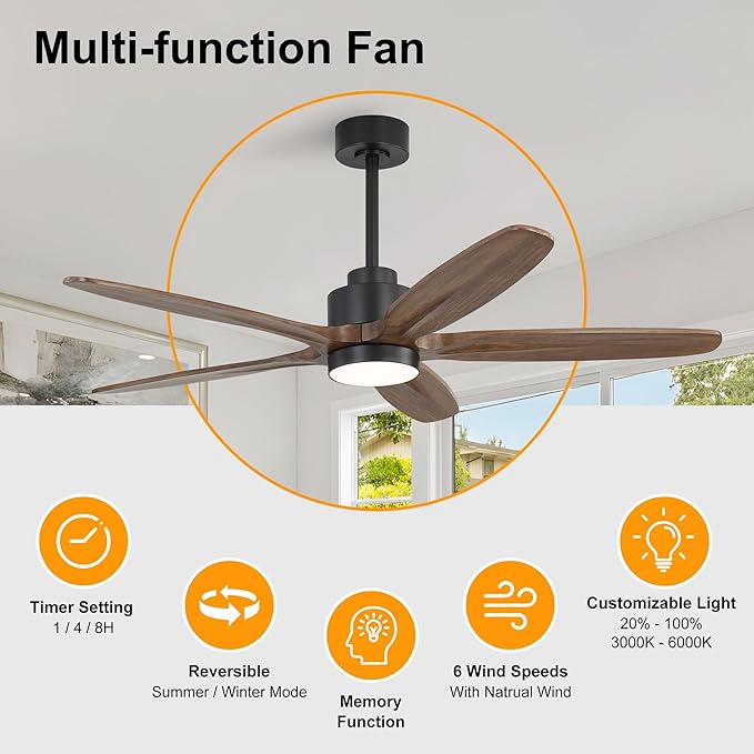 WINGBO 54" Ceiling Fan with Light - Image 2