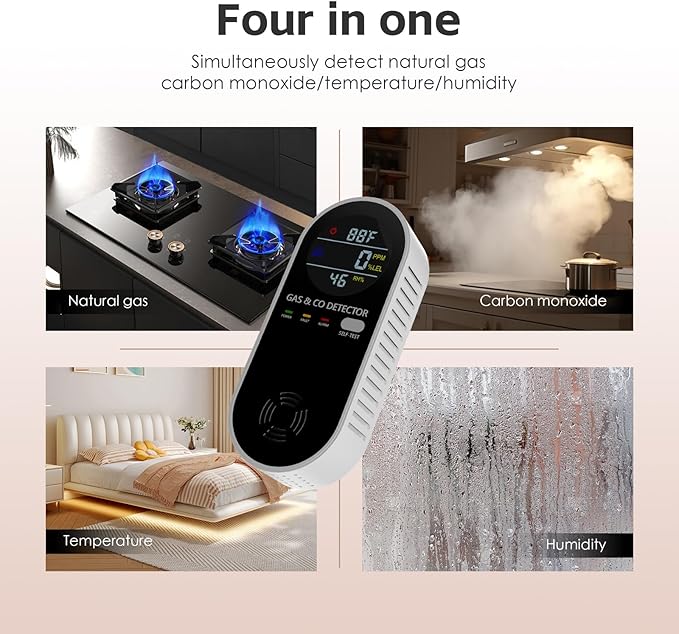 Natural Gas Detectors &Plug in Carbon Monoxide Detector， 4 in 1 Co and Gas - Image 4