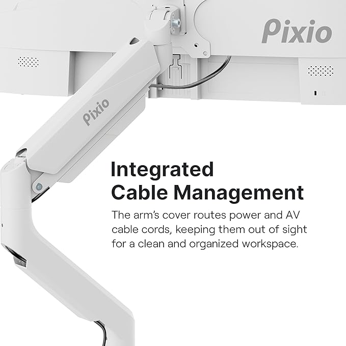 Pixio PS2S White Ultrawide Heavy-Duty Premium Single Monitor Arm Stand Desk - Image 5