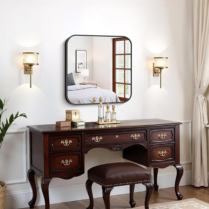 FORBATH Bathroom Mirror for Over Sink 24x24 Inch Black, Square Wall Mirror - Image 5