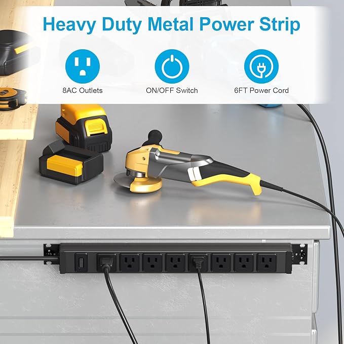 HHSOET Metal 360° Rotating Mountable Power Strip, 8 Outlet Gaming Table Mounted - Image 7