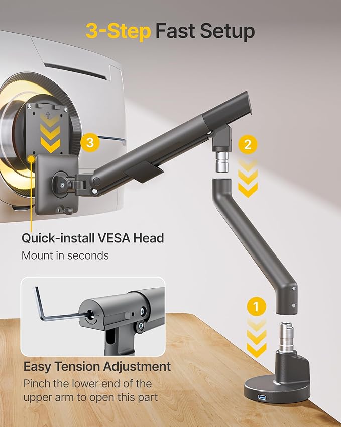 monTEK Single Monitor Arm with USB - Image 9