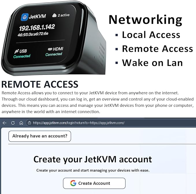 JetKVM KVM Over IP Computer Remotely Control, IP KVM Open-Source Touchscreen LCD - Image 3