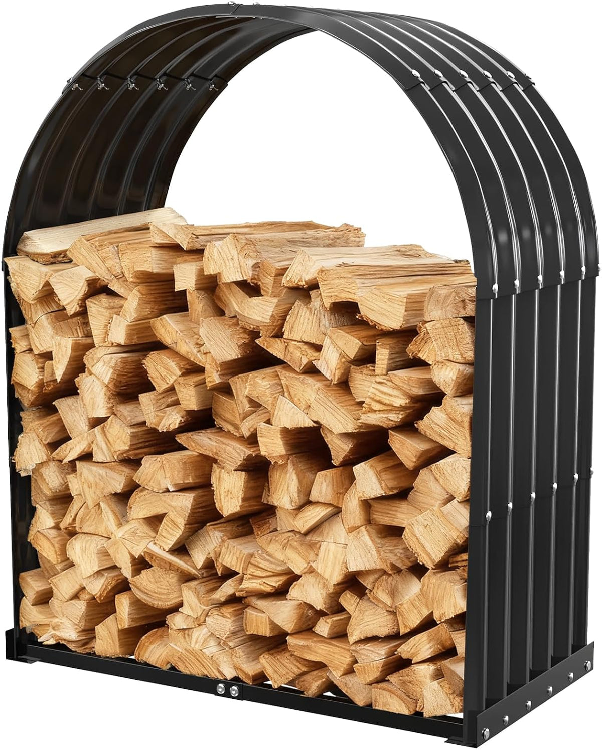 tbmlc heavy-duty black firewood storage shed with round, main product view