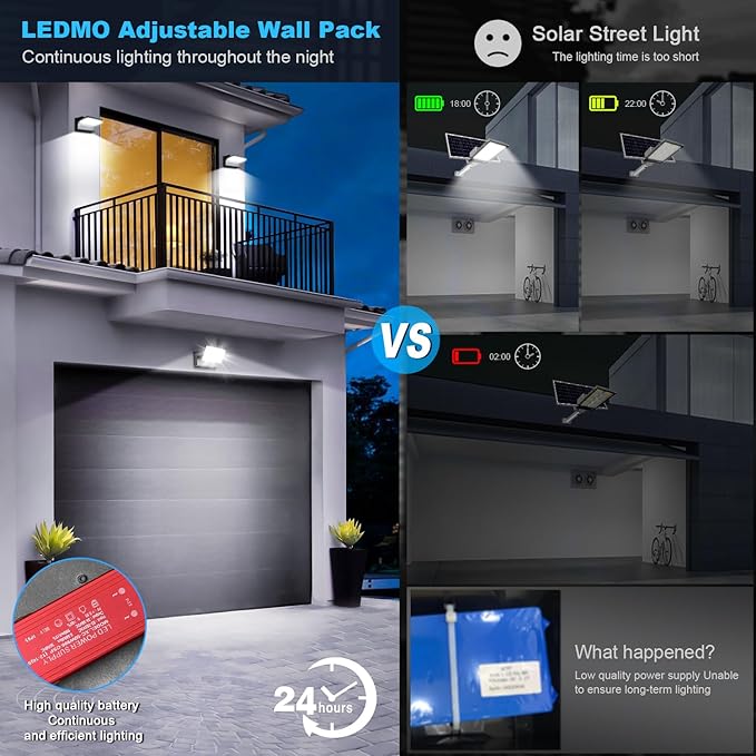 ledmo Outdoor LED Flood Lights - 60W Black 360 Adjustable Head Exterior - Image 2