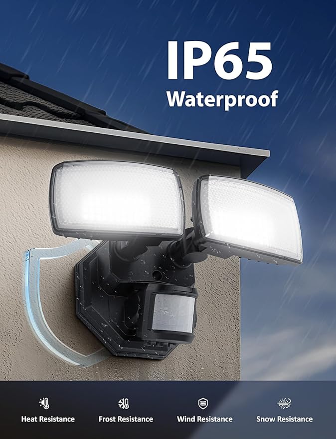Onforu 32W 2 Head Motion Sensor Outdoor Lights, 3200LM 6500K LED Security Light - Image 7