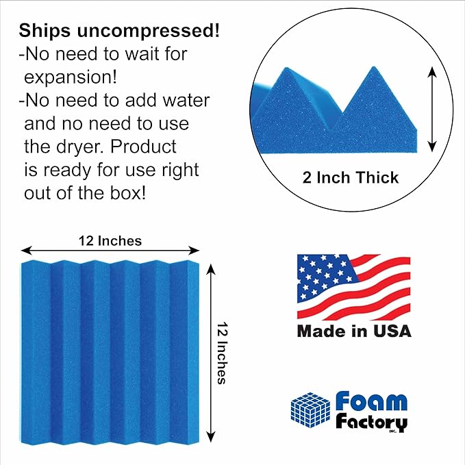 Foam Factory Inc 24 Pack Color Acoustic Foam Panel Studio Soundproofing Wedge - Image 2
