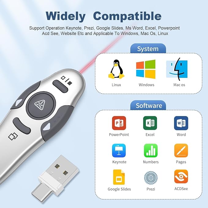 QUI Presentation Clicker Wireless Presenter Remote Clicker - Image 6