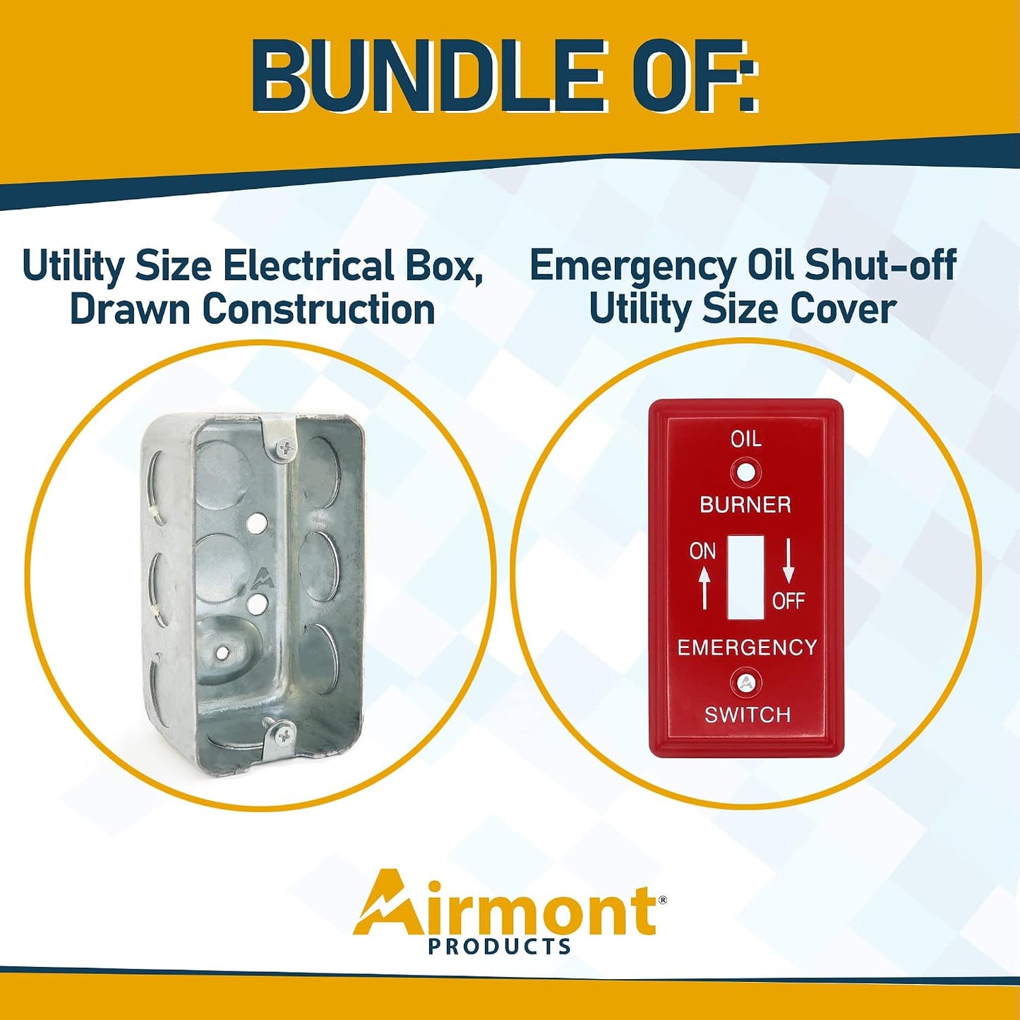 (Pack of Box and Cover) 4x2 Inch Utility Electrical Box, Outlet Box, Emergency Oil Shut-Off Toggle Switch Cover, Drawn Construction, Ten ½’’ Knockouts, Raised Ground, 1-7/8” Deep, 13 Cu. in. Capacity