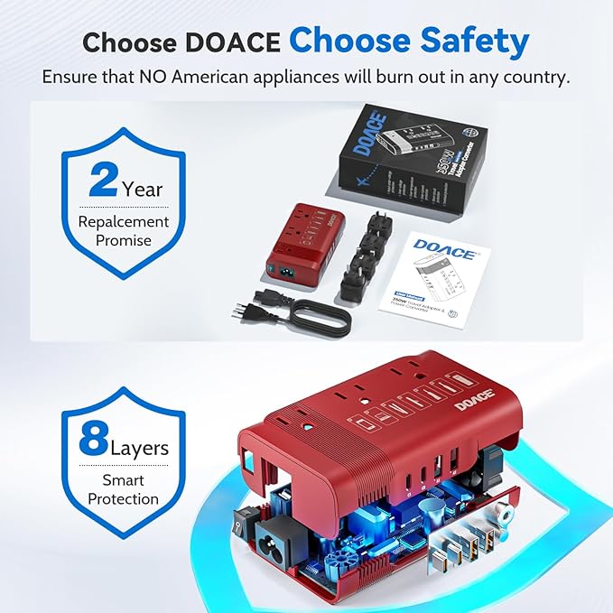DOACE 350W Voltage Converter, Ai 220V to 110V Converter and 50Hz to 60Hz - Image 7