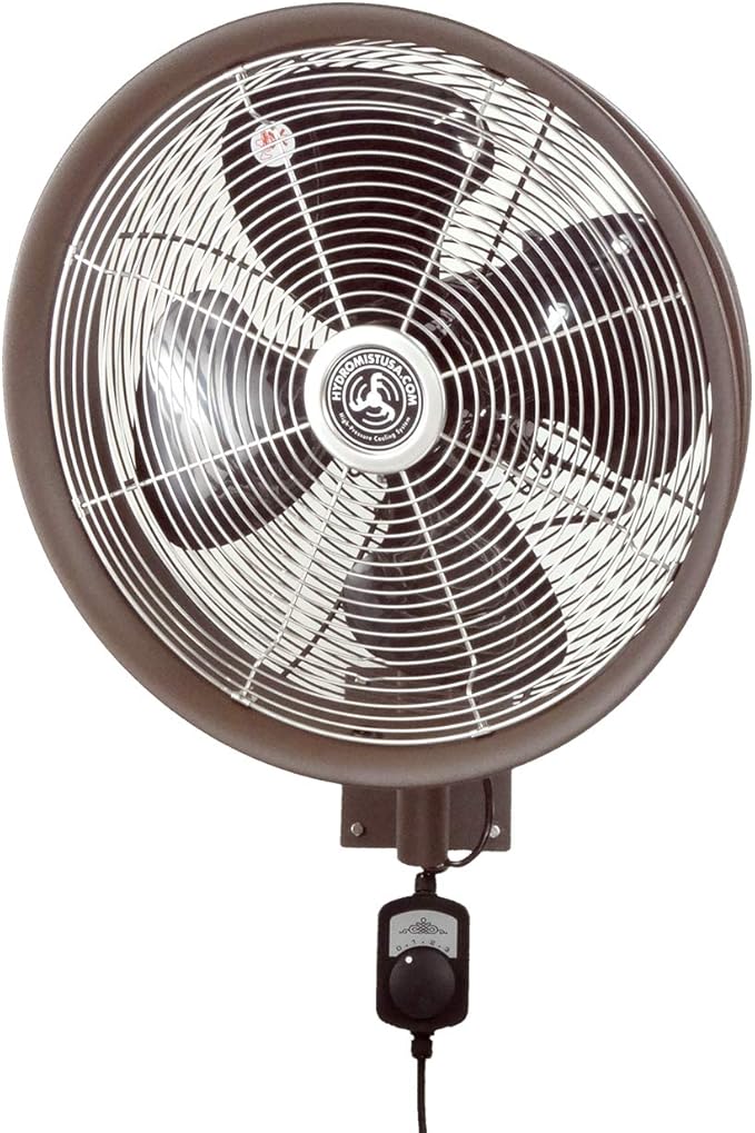 HydroMist Oscillating Wall Mounted Outdoor-Rated Fan, 3-Speed Cord Control by HydroMist