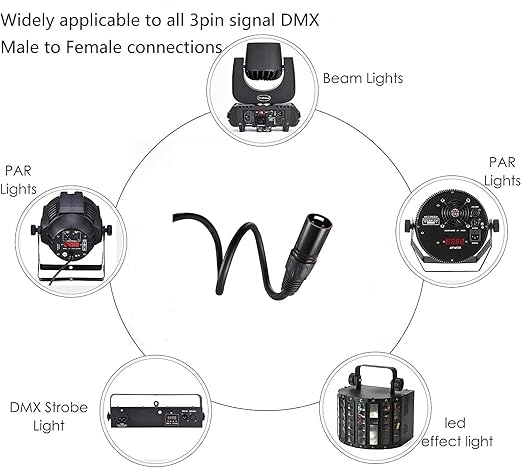 MFL. 6.6 ft Flexible DMX Cable 3 Pin Signal XLR Male to Female Cable Wire - Image 7