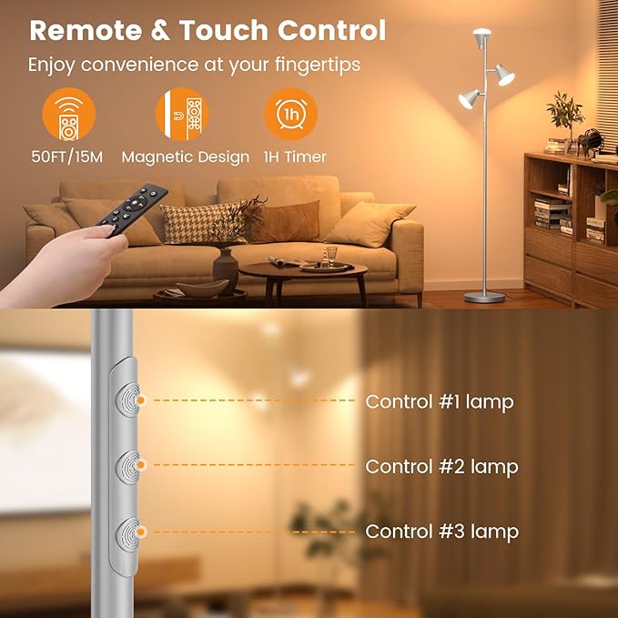 SIBRILLE 36W LED Tree Floor Lamp, Dimmable Tall Standing Lamp - Image 6