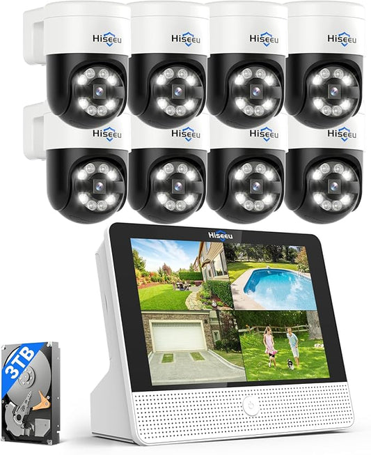 【Human Tracking+330° View】 Hiseeu 4K PoE Security Camera System, All-in-one 12" by Hiseeu