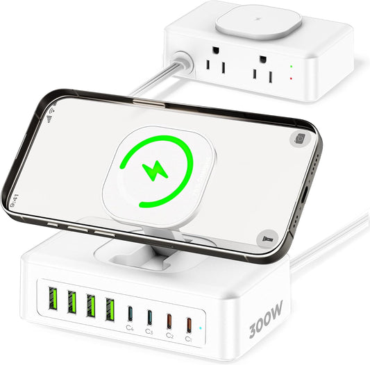11-in-1 Charging Station USB-C Power Strip, 300W USB C Charger Block, 2AC