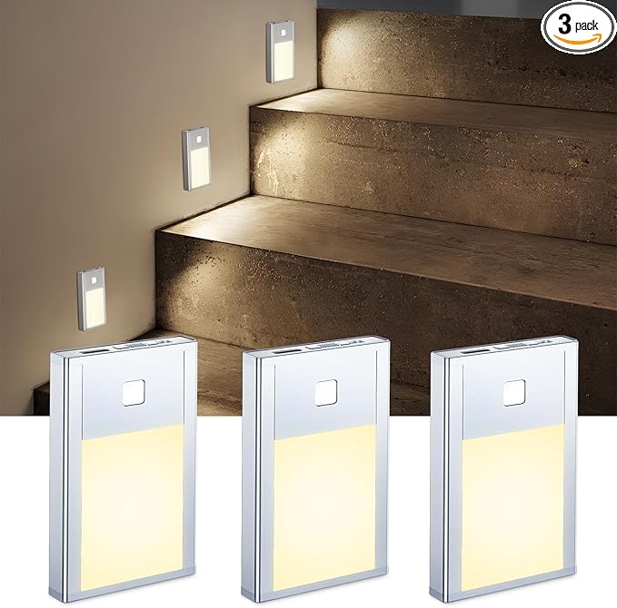 VST Motion Sensor Step Night Light, Rechargeable Battery Powered Stair Lights by VSTLighting