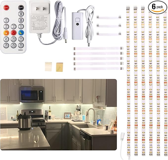 WOBANE Under Cabinet Lighting Kit, RF Remote, Hidden Super Bright Daylight by WOBANE
