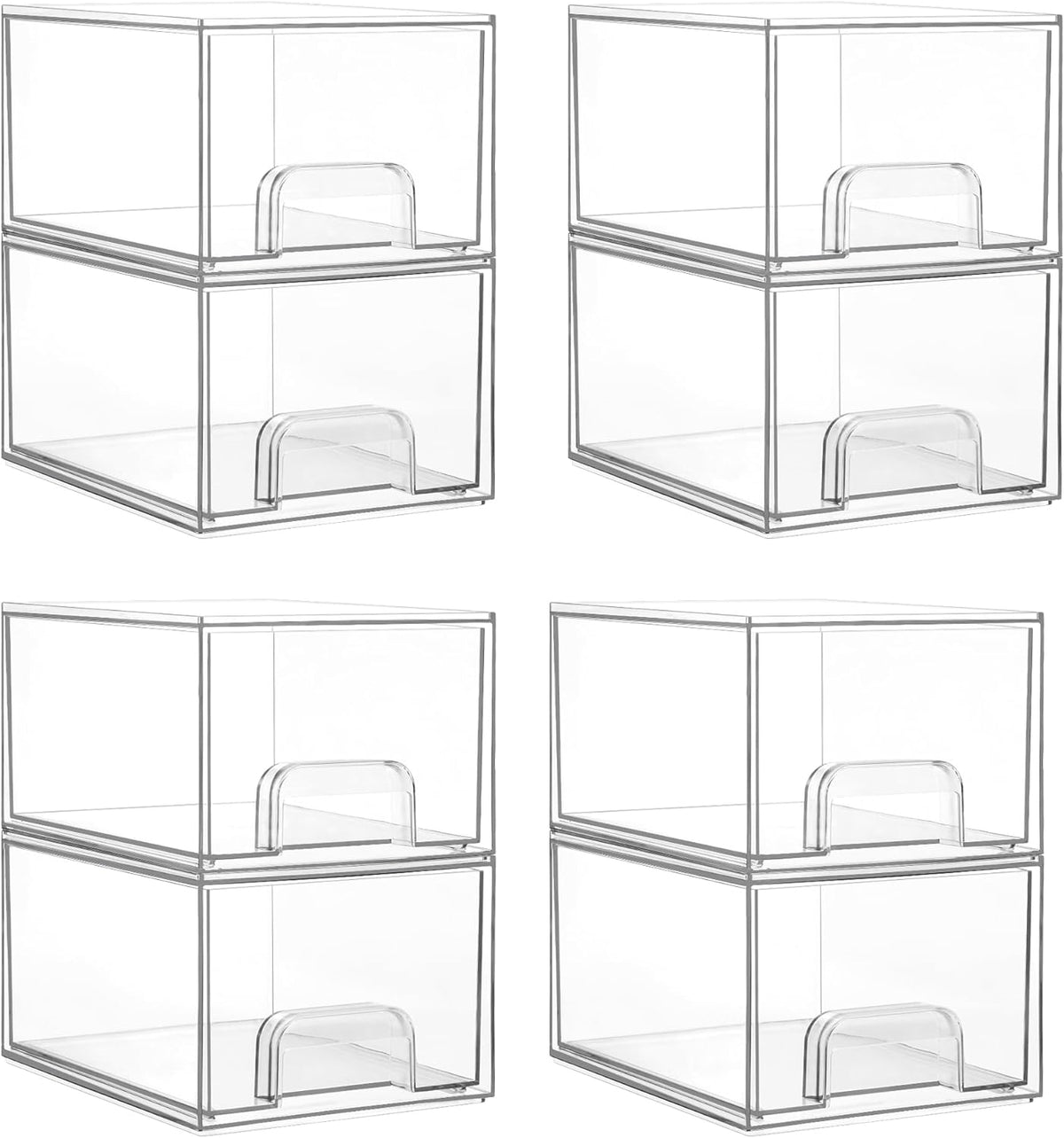 Vtopmart 8 Pack Small Clear Stackable Storage Drawers, Acrylic Bathroom Makeup