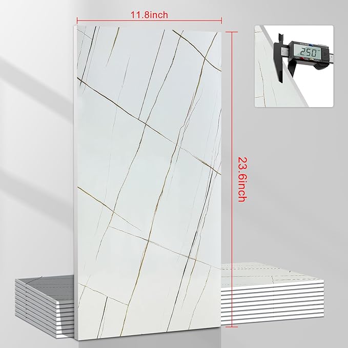 Wall Panels Peel and Stick，PVC Imitation Artificial Marble Tiles Sticker，20 pcs - Image 2