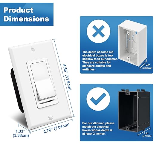 BESTTEN 2 Pack Dimmer Light Switch, Universal Lighting Control, Single Pole or - Image 8