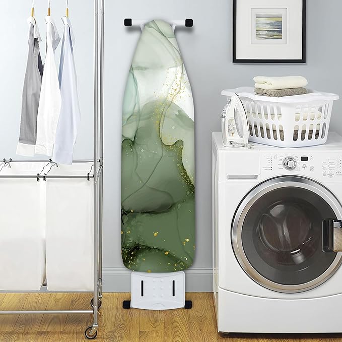 Extra Thick Ironing Board Cover and Pad, Sage Green Marble 15x54 Ironing Board - Image 5