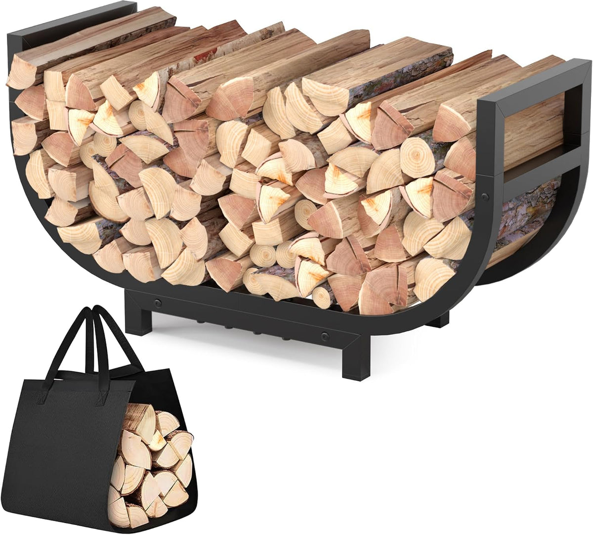 30-inch firewood rack outdoor indoor with log carrier, main product view