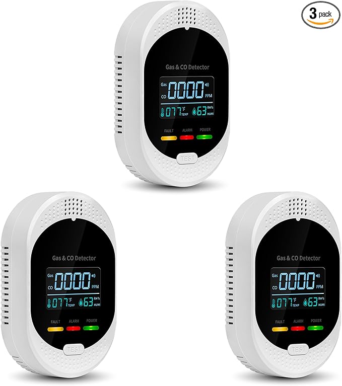 3PCS 4-in-1 Carbon Monoxide & Natural Gas Detectors by Unknown