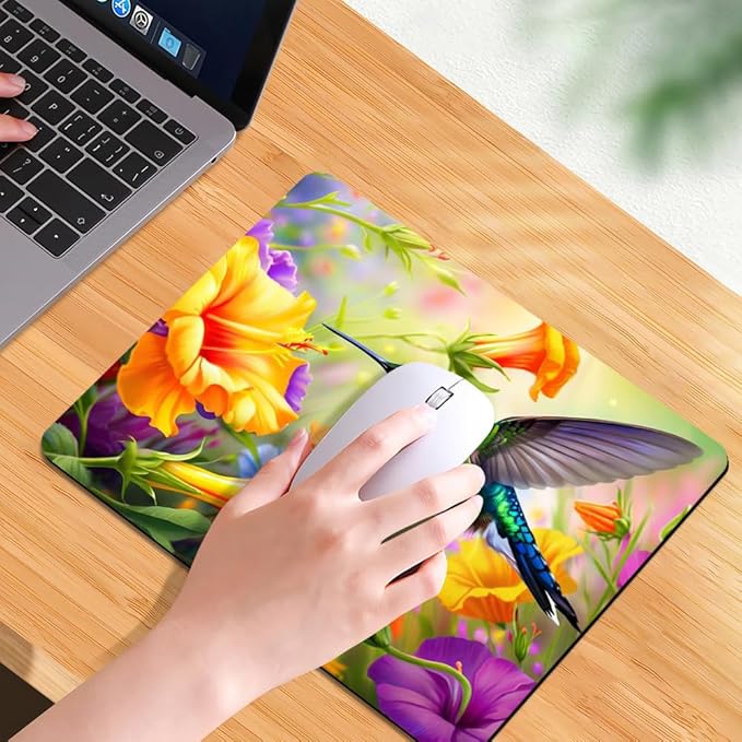 Hummingbird Flowers Square Mouse pad, Waterproof, Anti Slip Rubber Base - Image 7