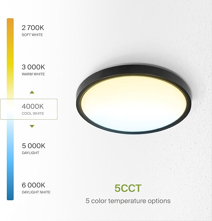 ASD LED 12" Round Flush Mount Ceiling Light Fixture, Low Profile Surface - Image 4