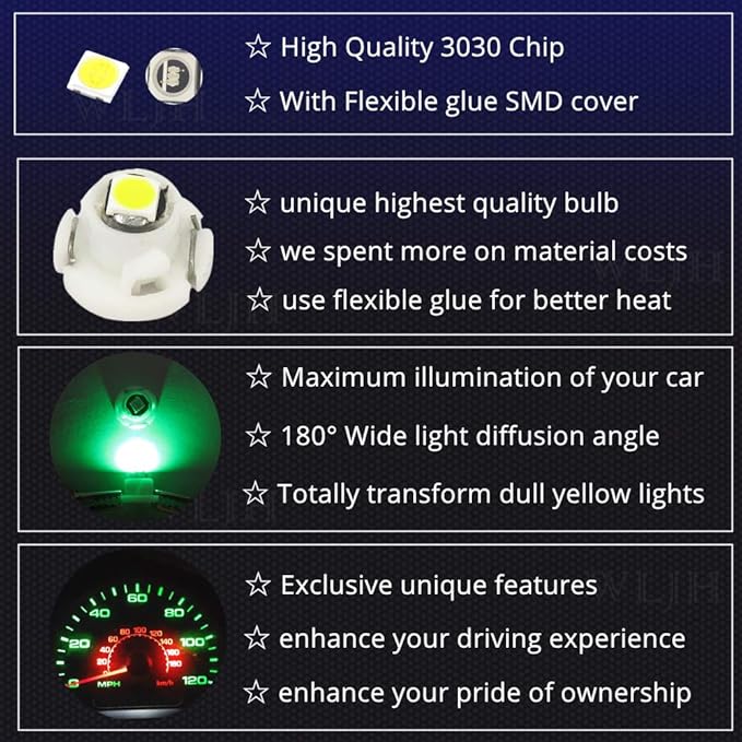 WLJH Green Climate A/C Control Dashboard Heater Dash Indicator Light Switch Led - Image 3