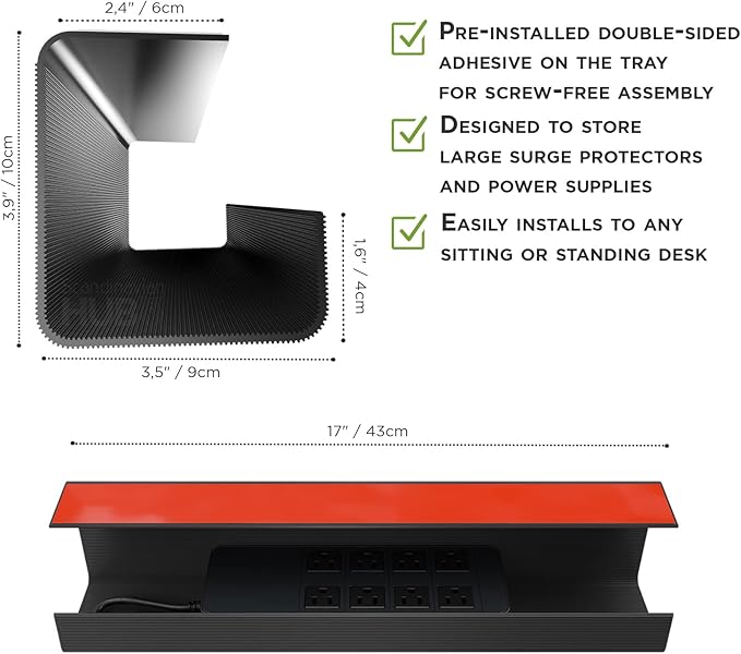 No-Screw Under Desk Cable Management Tray - Image 6