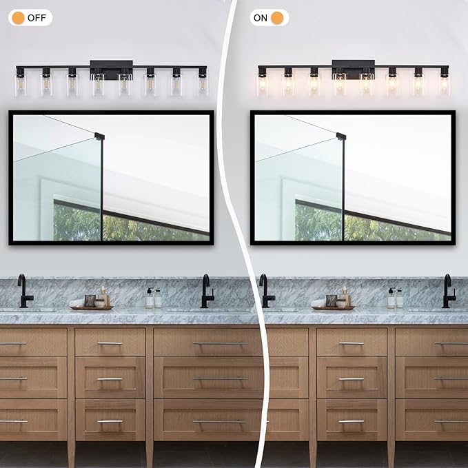 8 Light Bathroom Vanity Light, Matte Black Bathroom Vanity Lights Over Mirror - Image 5